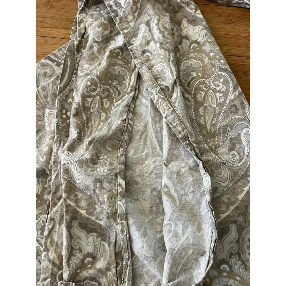 Pottery Barn 2 Euro Pillow Shams Tan Gray Cream Paisley Boho Luxury 24” Cotton